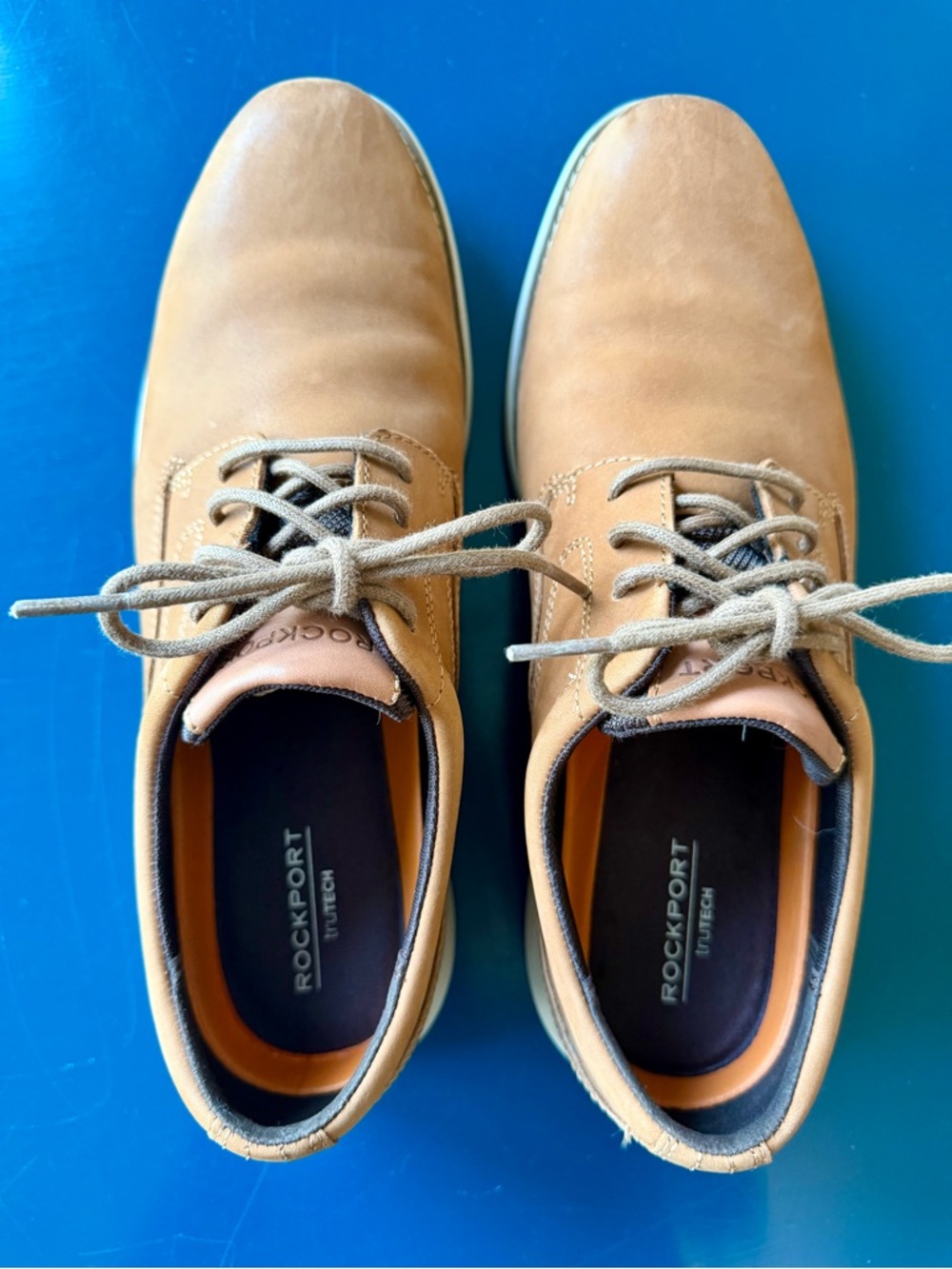 Rockport Tan Garett Plain Toe Lace-Up Oxfords